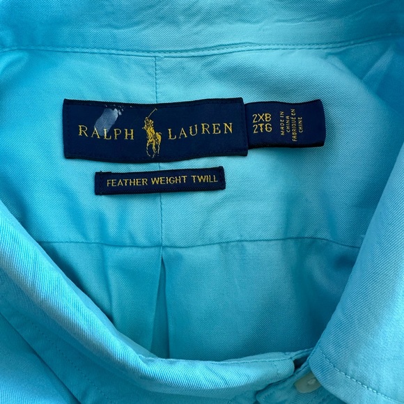 POLO RALPH LAUREN Long Sleeve Dress Shirt with Purple Embroidered Polo - Picture 6 of 6